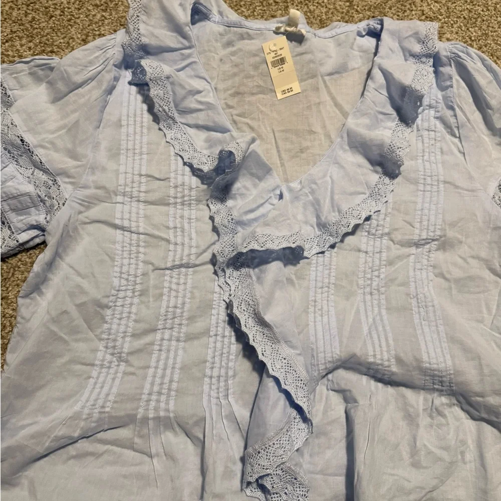Aerie Short Sleeve Ruffle Blouse - Picture 3 of 7